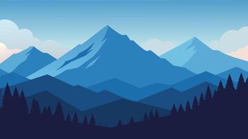Panorama of the winter morning in the mountains. Beauty of nature flat illustration nature background vector