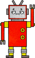 retro grunge texture cartoon of a robot png