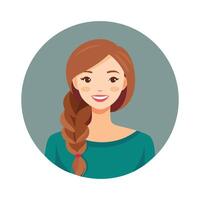 Happy woman with stylish braided hair on vibrate, flat illustration on white background vector