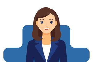 Female manager smiling happily, flat illustration. vector