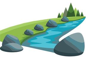 piedras río forrado fila con pequeño río plano naturaleza ilustración vector