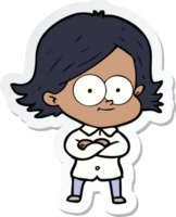 sticker of a happy cartoon girl png