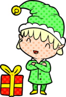 cartoon happy christmas elf png