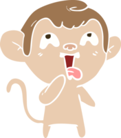 macaco de desenho animado de estilo de cor plana louco png