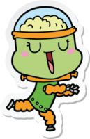 sticker of a happy cartoon robot running png