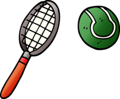 cartoon doodle tennis racket and ball png