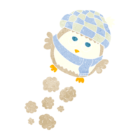 hand retro cartoon cute little owl flying png