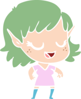 happy flat color style cartoon elf girl png