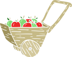 flat color style cartoon apple cart png