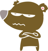 desenho animado de estilo de cor plana de urso bravo png