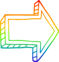 rainbow gradient line drawing of a cartoon directing arrow png