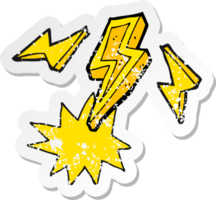 retro distressed sticker of a cartoon lightning bolt doodle png