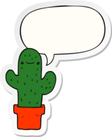 dibujos animados cactus con habla burbuja pegatina png