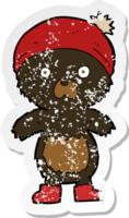pegatina retro angustiada de un lindo oso de peluche de dibujos animados png