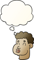 cartoon male face with thought bubble in smooth gradient style png