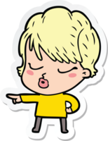 sticker of a cartoon woman with eyes shut png