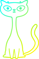 cold gradient line drawing of a cartoon cat png