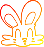 warm gradient line drawing of a cartoon cute bunny png
