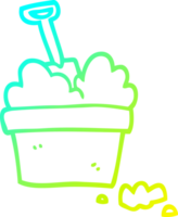 cold gradient line drawing of a cartoon gardening pot png