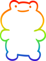 rainbow gradient line drawing of a cartoon frog png