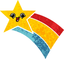 retro illustration style cartoon of a shooting rainbow star png