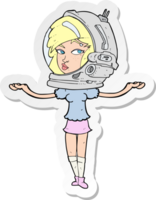 autocollant d'une femme de dessin animé portant un casque spatial png