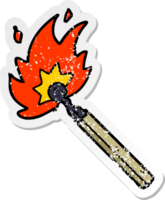 distressed sticker of a cartoon burning match png