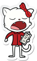 sticker of a cartoon yawning cat png