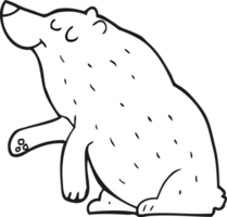 hand drawn black and white cartoon bear png