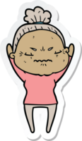 sticker of a cartoon annoyed old lady png