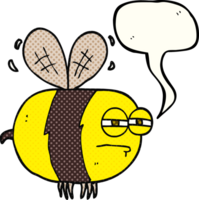 mano dibujado cómic libro habla burbuja dibujos animados infeliz abeja png