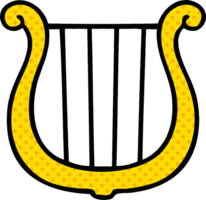 comic book style cartoon of a golden harp png