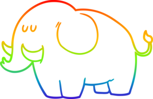 rainbow gradient line drawing of a cartoon elephant png