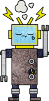 retrò grunge struttura cartone animato di un' pianto robot png