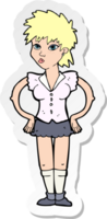 sticker of a cartoon woman with hands on hips png
