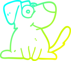 cold gradient line drawing of a cartoon happy dog png