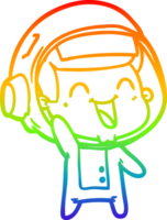 rainbow gradient line drawing of a happy cartoon astronaut png