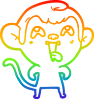 rainbow gradient line drawing of a crazy cartoon monkey png
