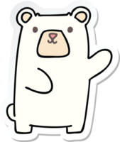 sticker of a quirky hand drawn cartoon polar bear png