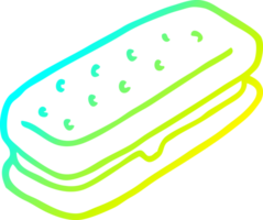 cold gradient line drawing of a cartoon chocolate biscuit png