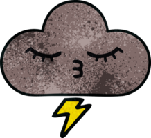 retro grunge structuur tekenfilm van een storm wolk png