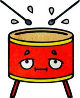 retro grunge texture cartoon of a drum png