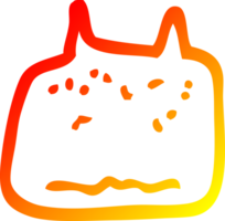 warm gradient line drawing of a cartoon tooth png