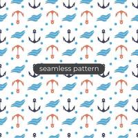 anchor marine background with seamless patern style vector