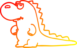 warm gradient line drawing of a cartoon annoyed dinosaur png