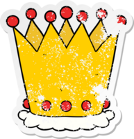 distressed sticker of a cartoon crown png