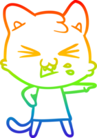 arc en ciel pente ligne dessin de une dessin animé chat sifflant png