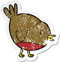 verontruste sticker van een cartoon Robin Bird png