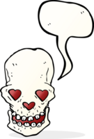 cartoon skull with love heart eyes with speech bubble png