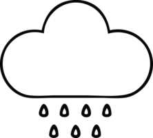 lijn tekening tekenfilm van een storm regen wolk png